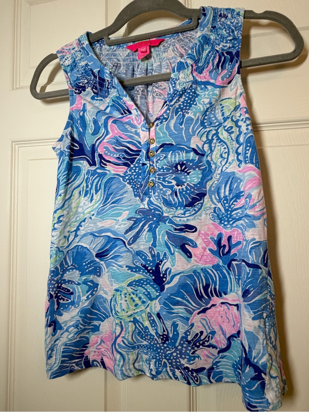Lilly Pulitzer Blue & Pink Floral Sleeveless Tank Size XXS - Picture 4 of 9